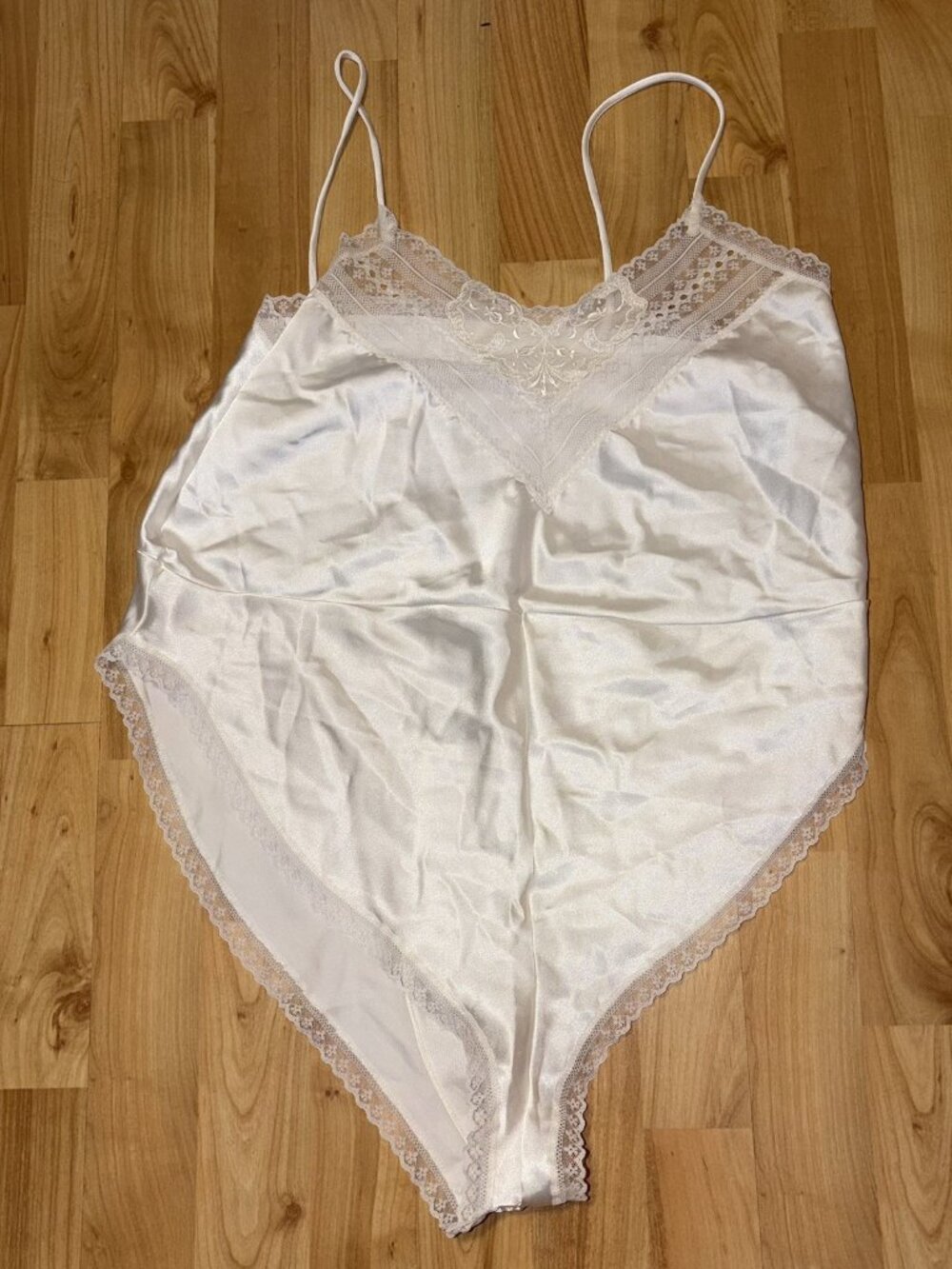 Vintage Body Chic Women's L Ivory Lingerie Romper Teddy Sissy Coquette
